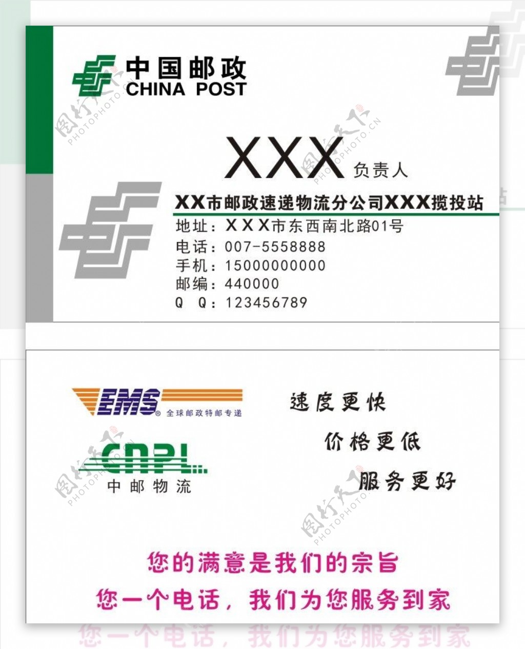 中国邮政名片图片