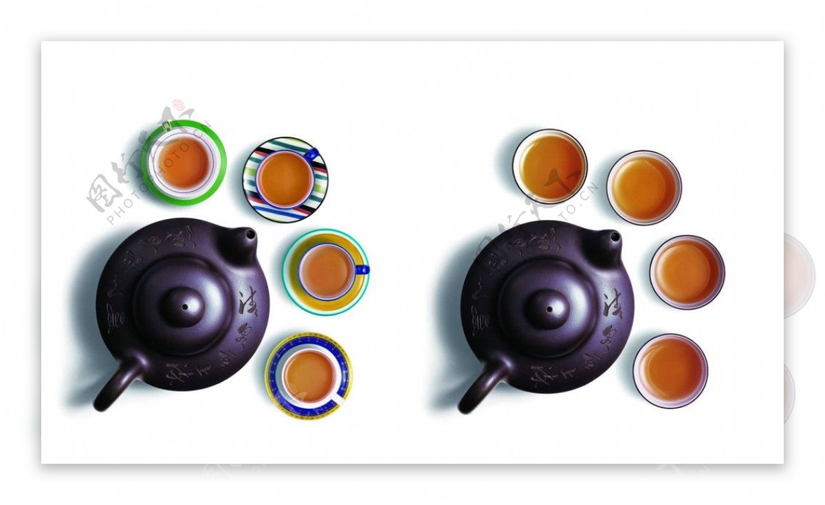 茶杯与茶壶的组合图片