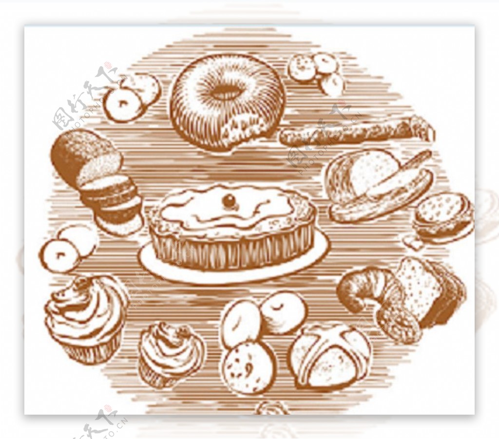 蛋糕面包插画图片