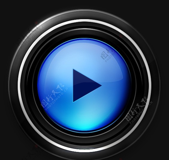 蓝色圆形播放器按钮图片