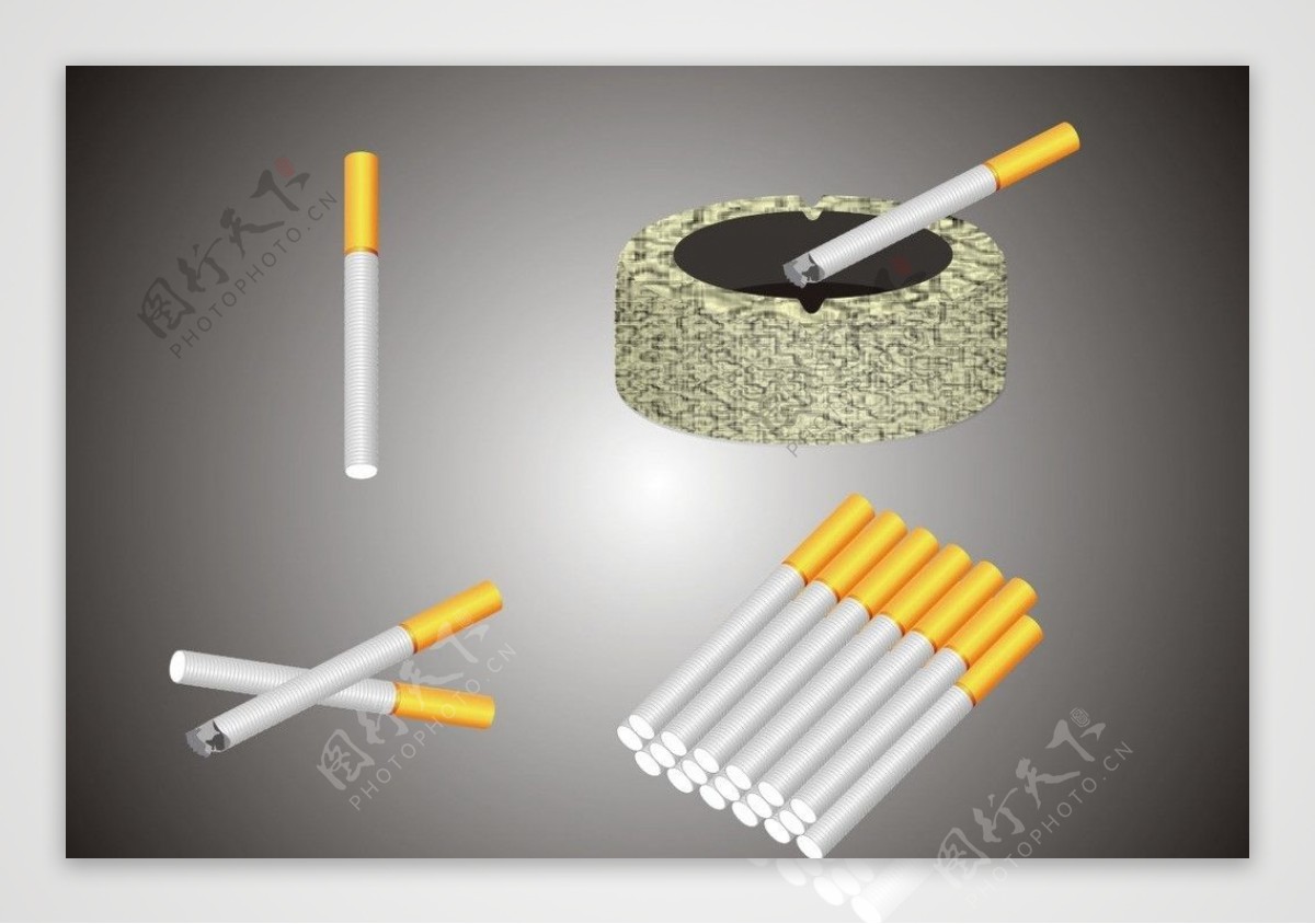 烟和烟灰缸图片