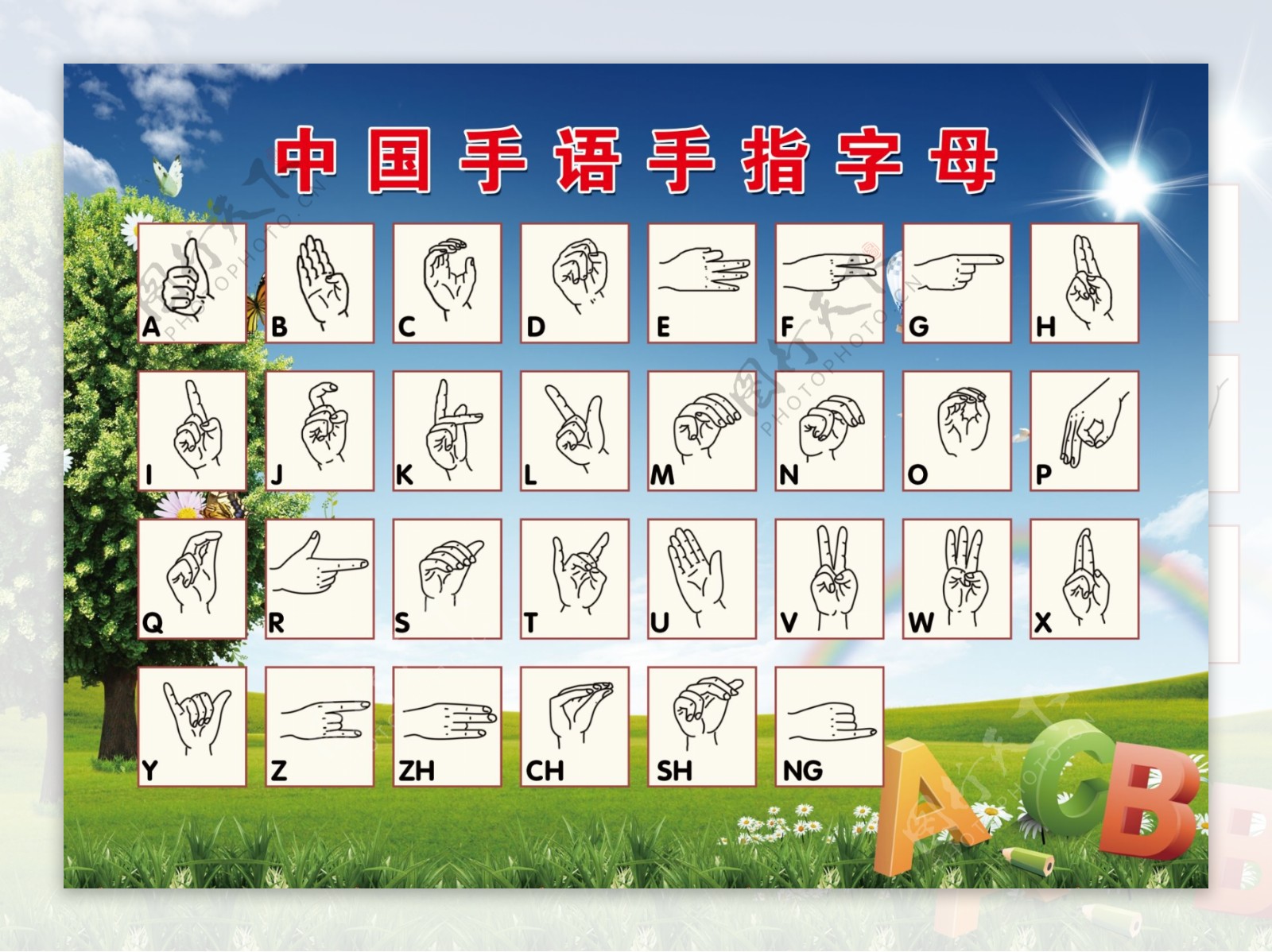 中国手语手指字母表图片