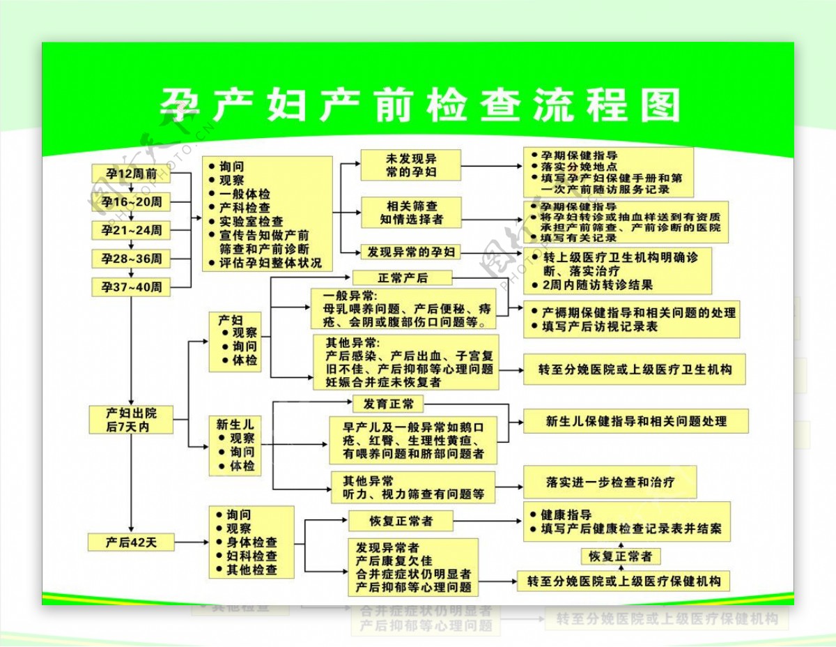 孕产妇产前检查流程图图片