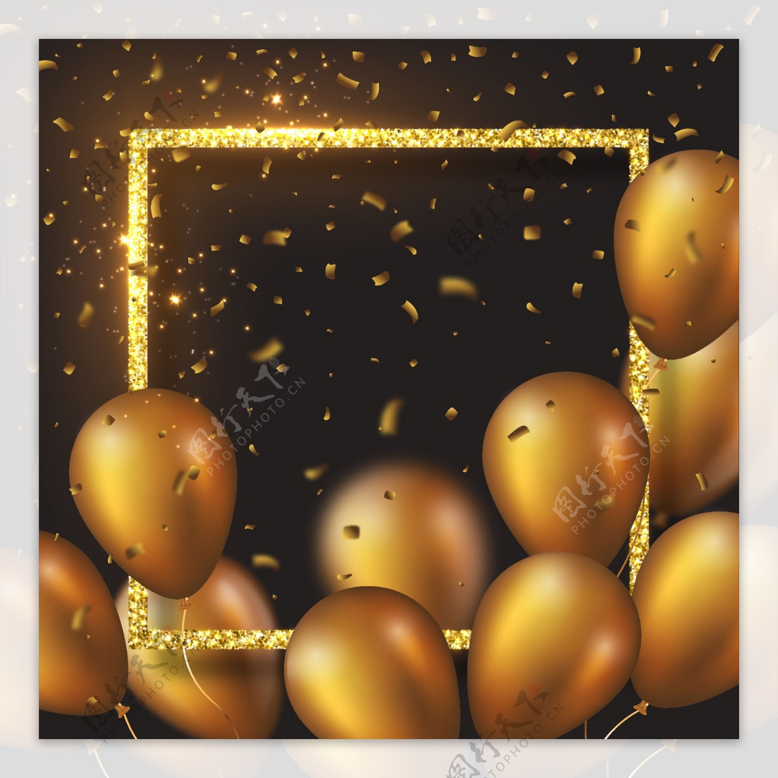 金色闪耀气球立体边框