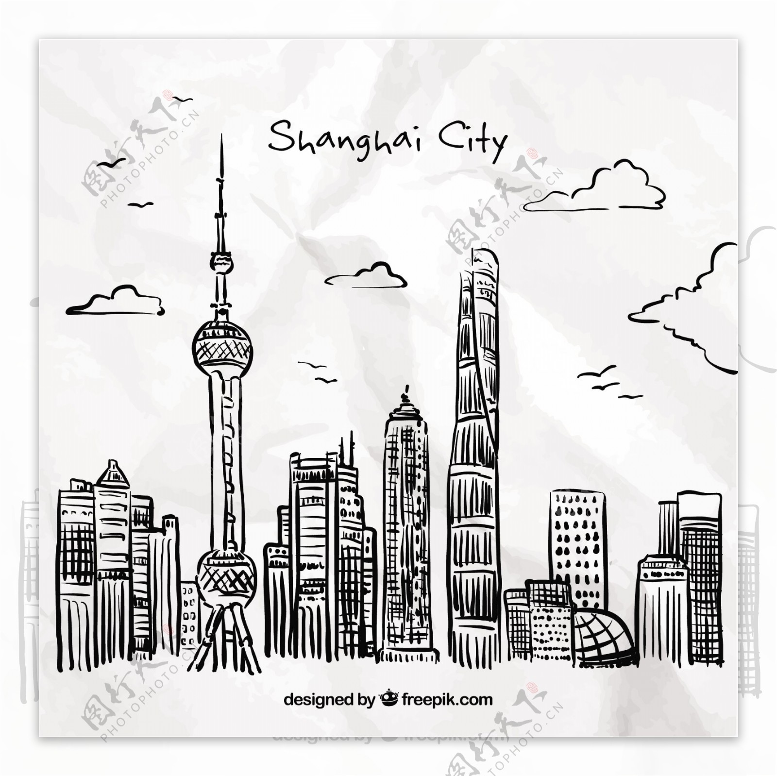 手工绘制的上海城