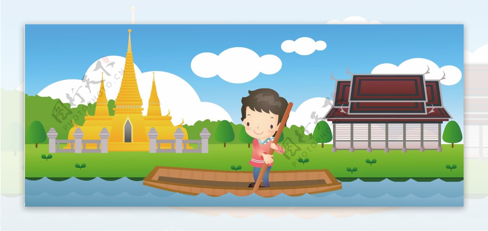 泰国旅游的可爱卡通男孩