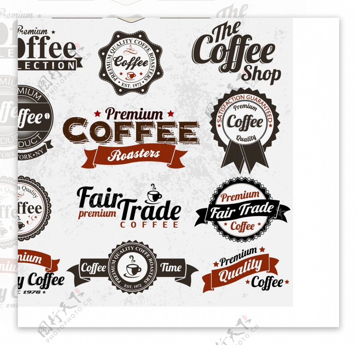 咖啡徽章贴张标志