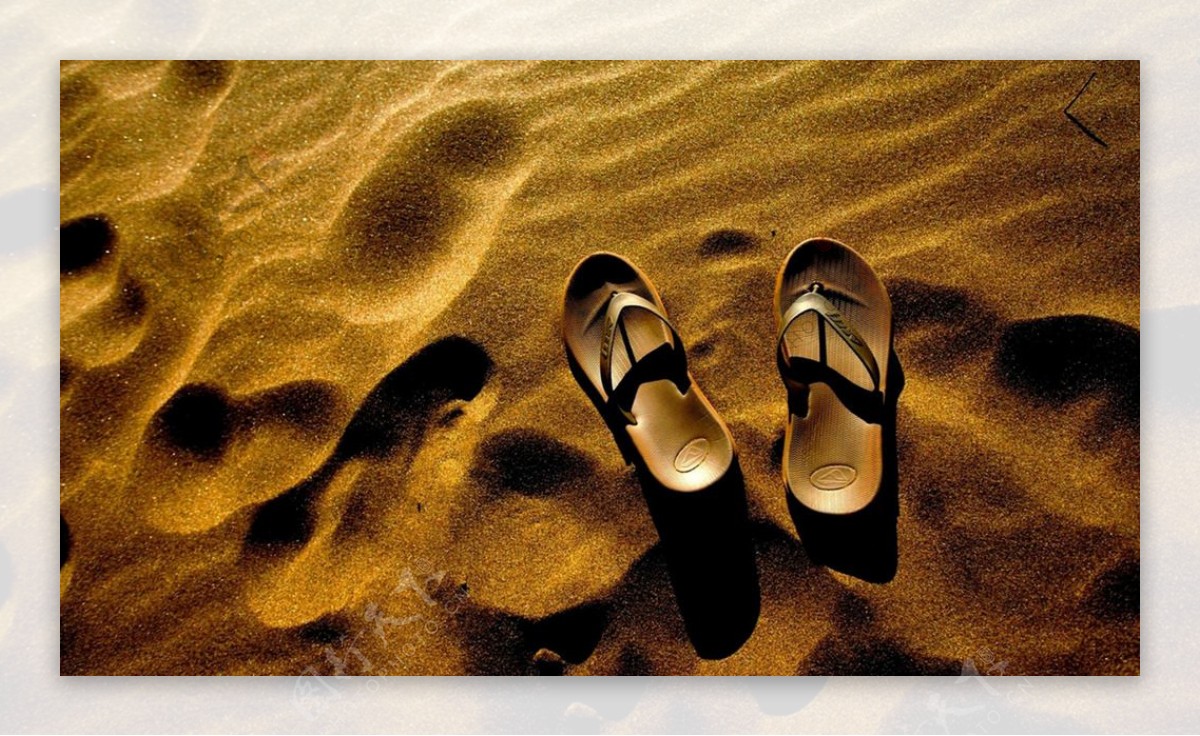 金色的沙滩拖鞋