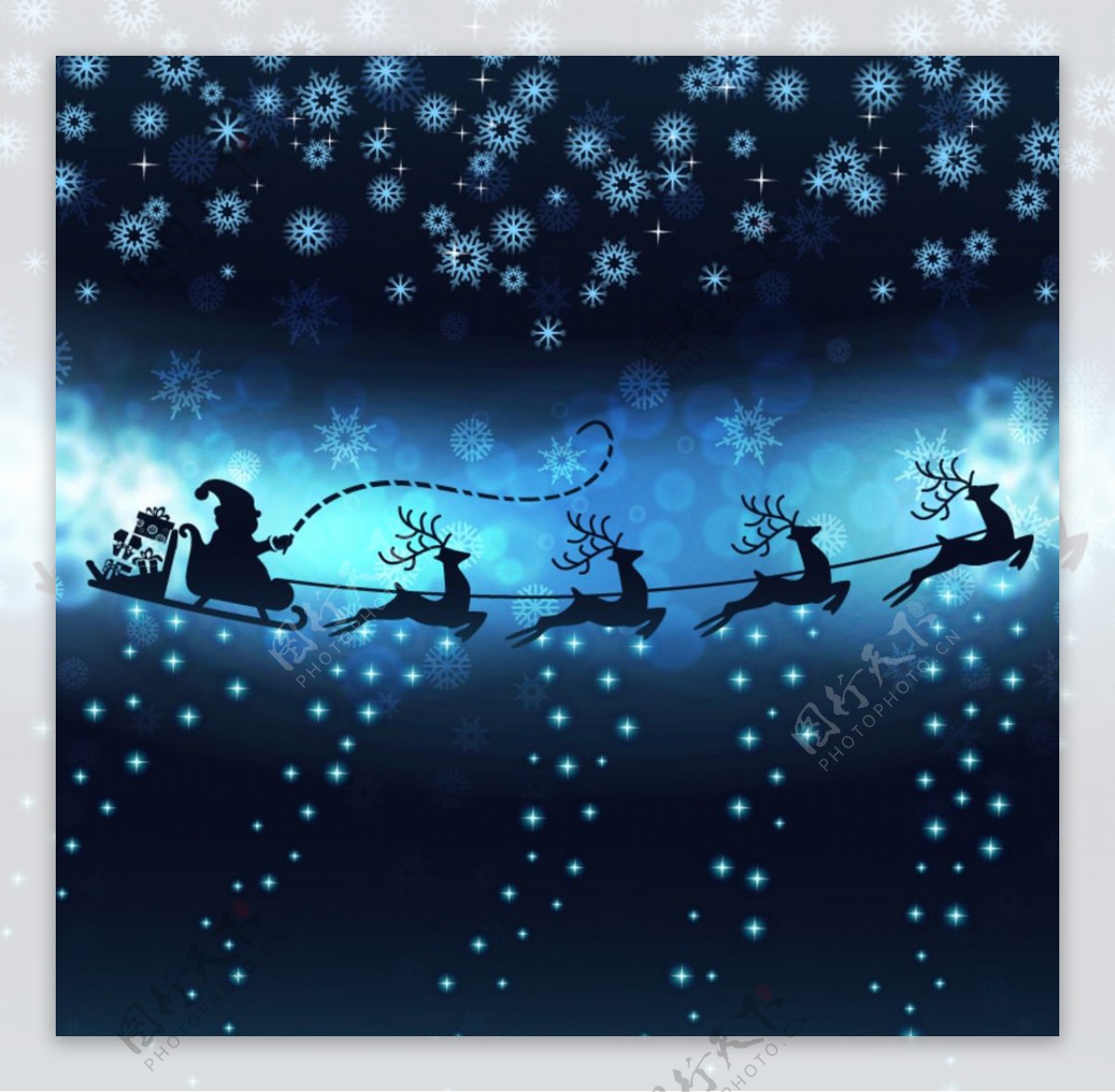 蓝色圣诞雪背景素材蓝色雪夜背景