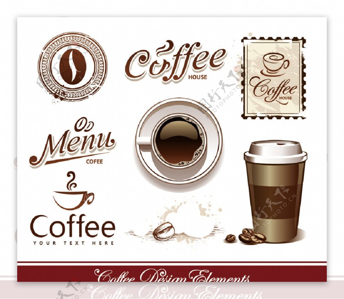 咖啡标签咖啡元素咖啡设计