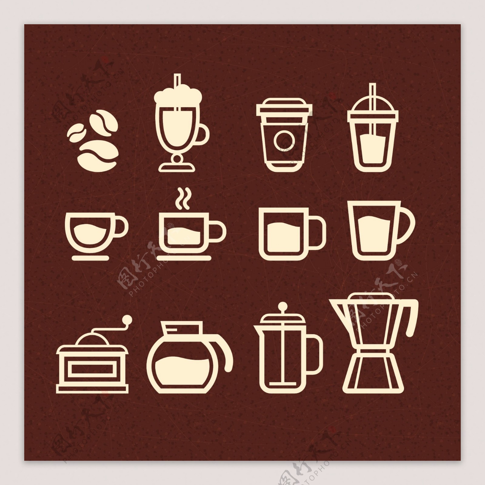 精致咖啡图标设计矢量素材