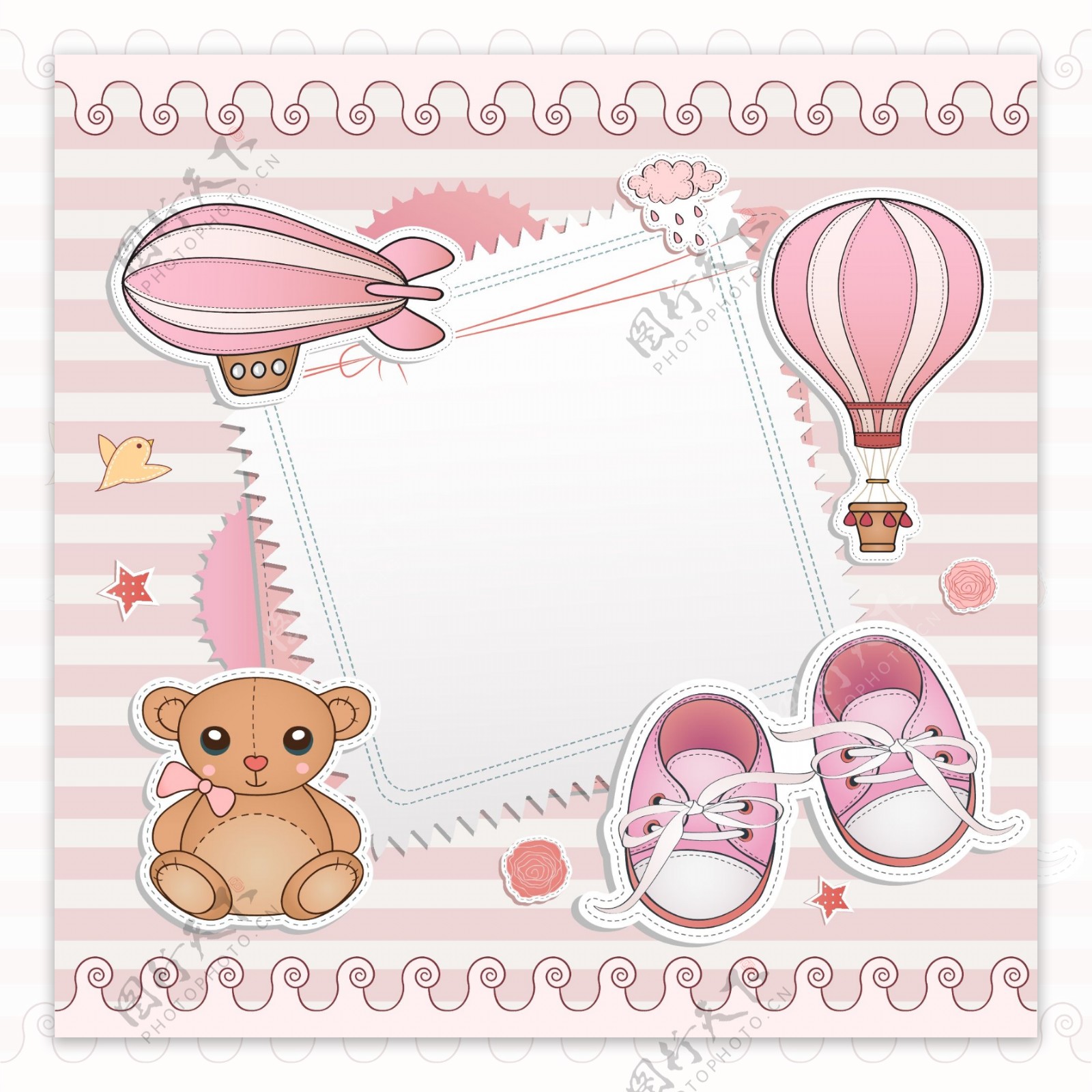 粉色婴儿元素卡片矢量素材