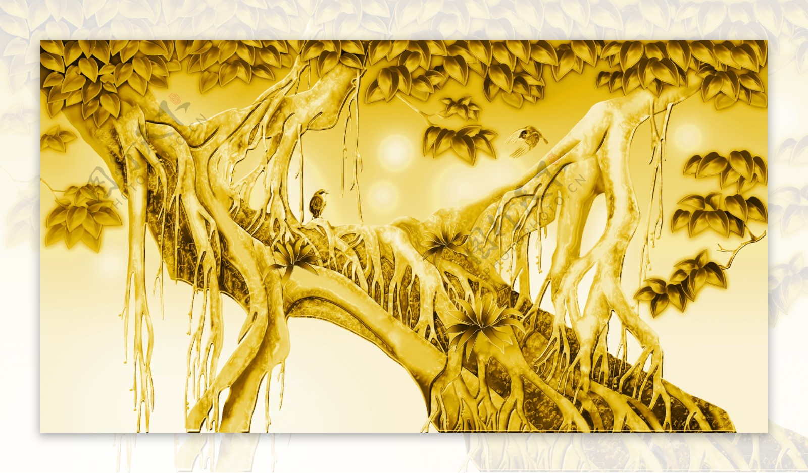 黄金发财树背景墙