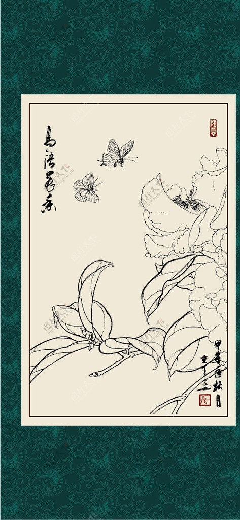 白描茶花