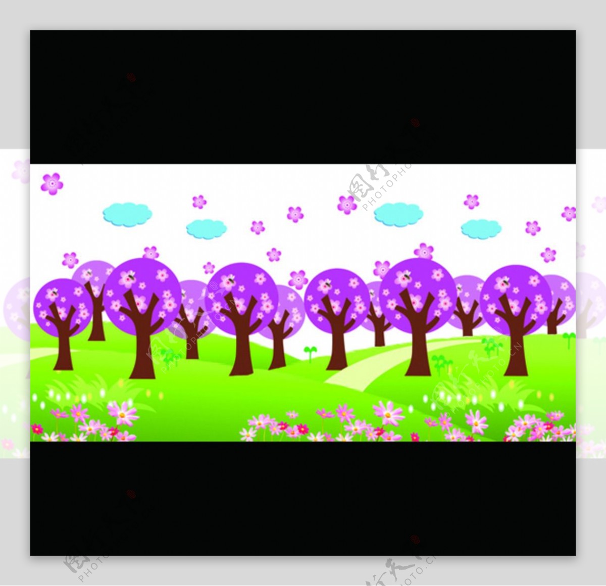 幼儿园樱花围栏卡通