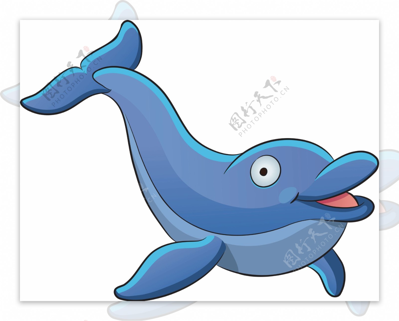 蓝色的海豚图片_卡通动物_动漫卡通-图行天下素材网