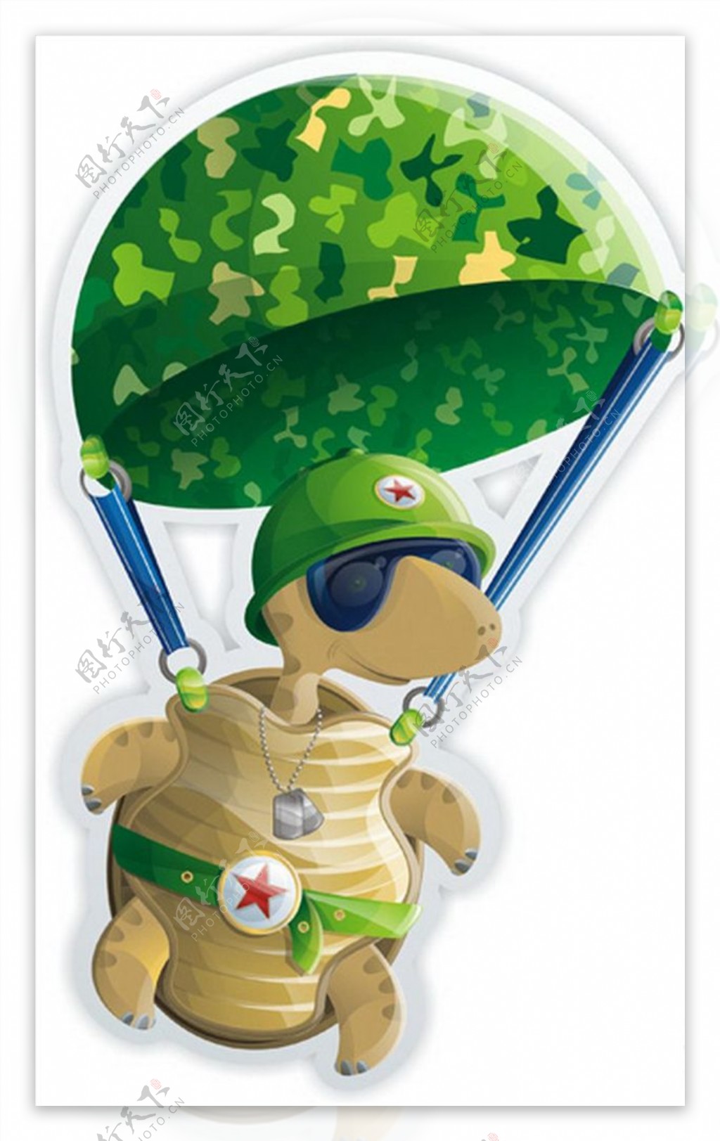 带降落伞绿色军龟宣传活动模板源