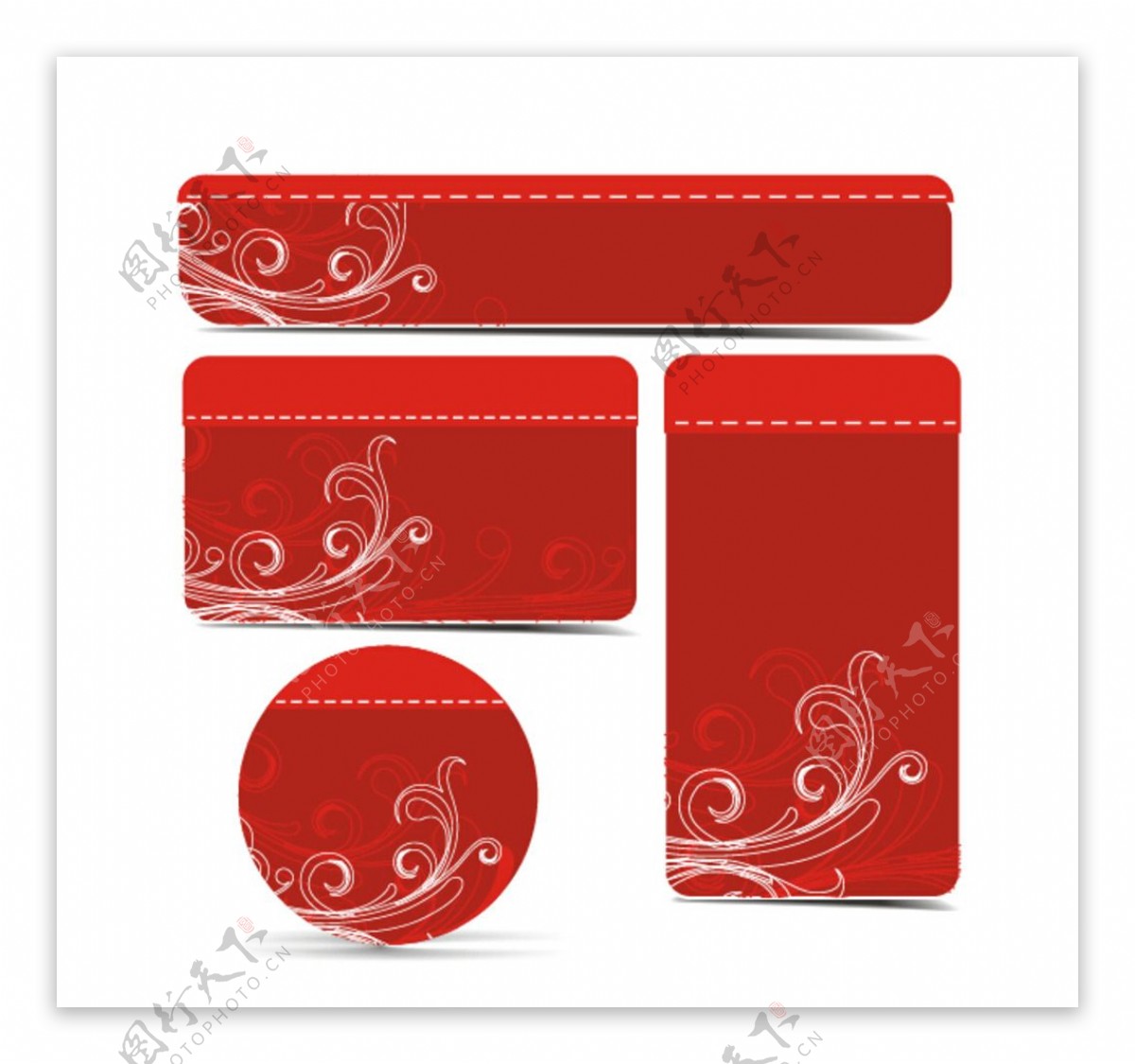 红色花纹折扣标签