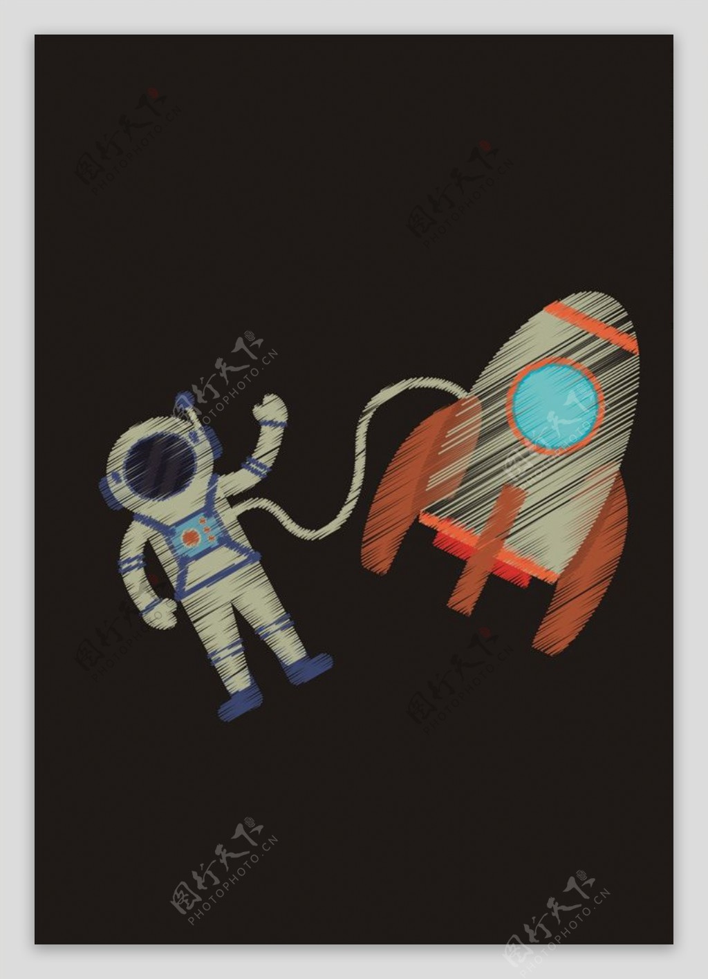卡通宇航员火箭图案下载