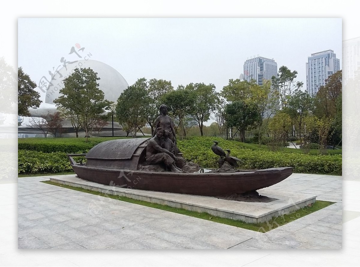 鄱阳湖渔家雕塑