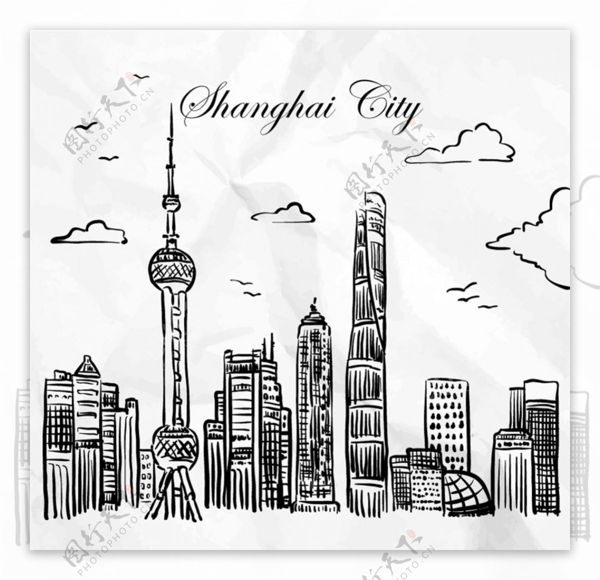 手绘制上海城市