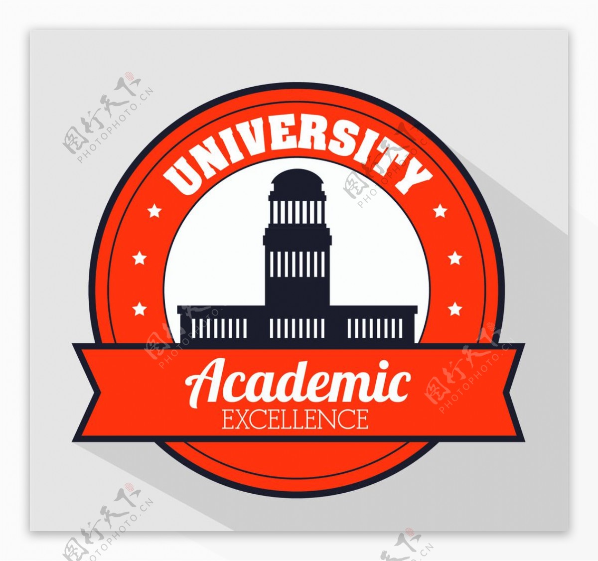 圆形橙色大学logo矢量