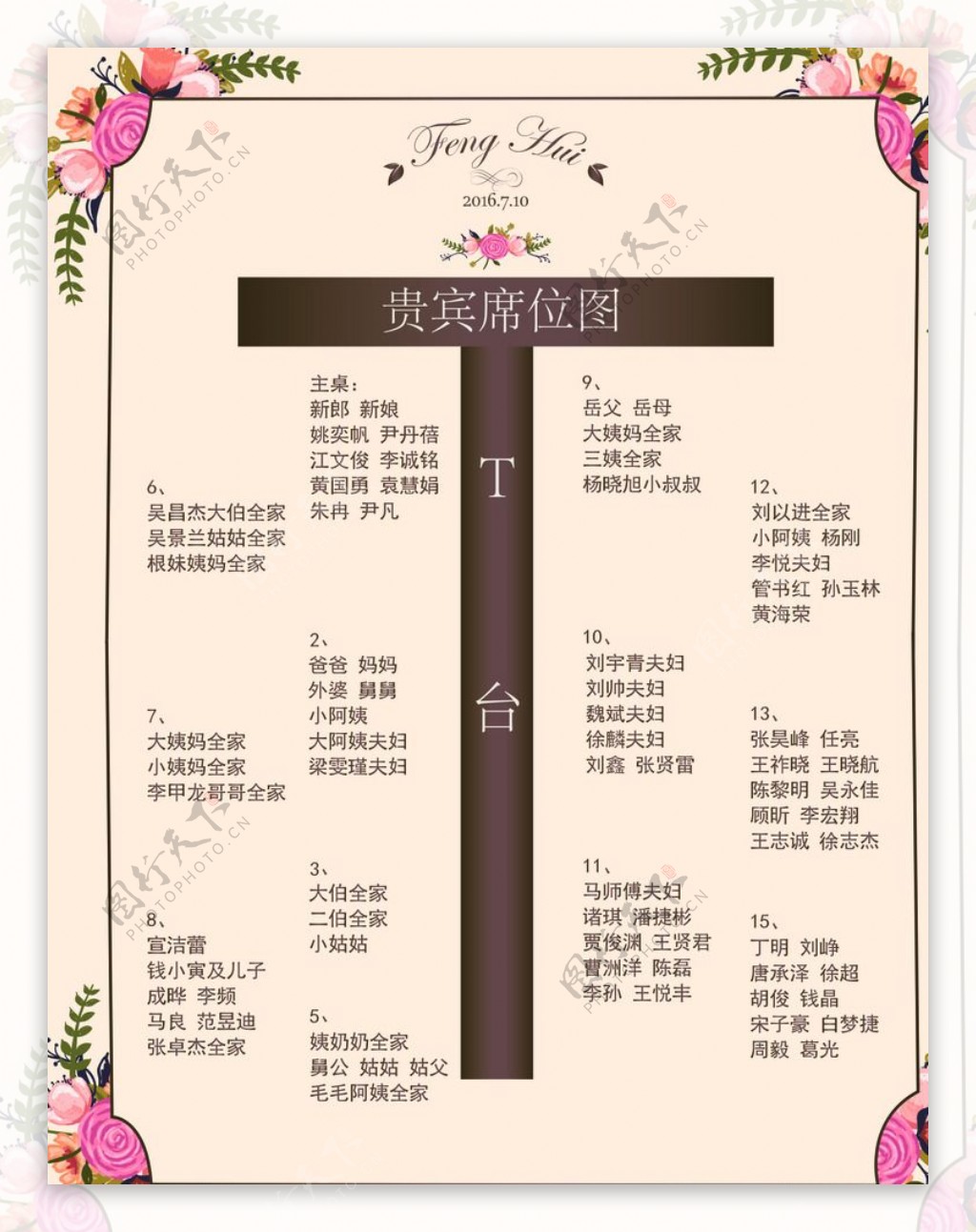 韩式小清新婚礼席位图