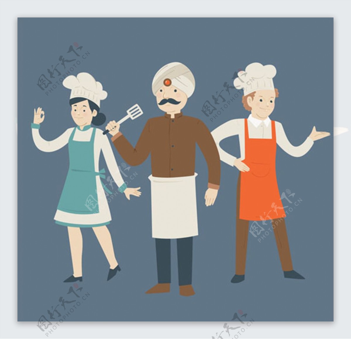 3个卡通厨师插图