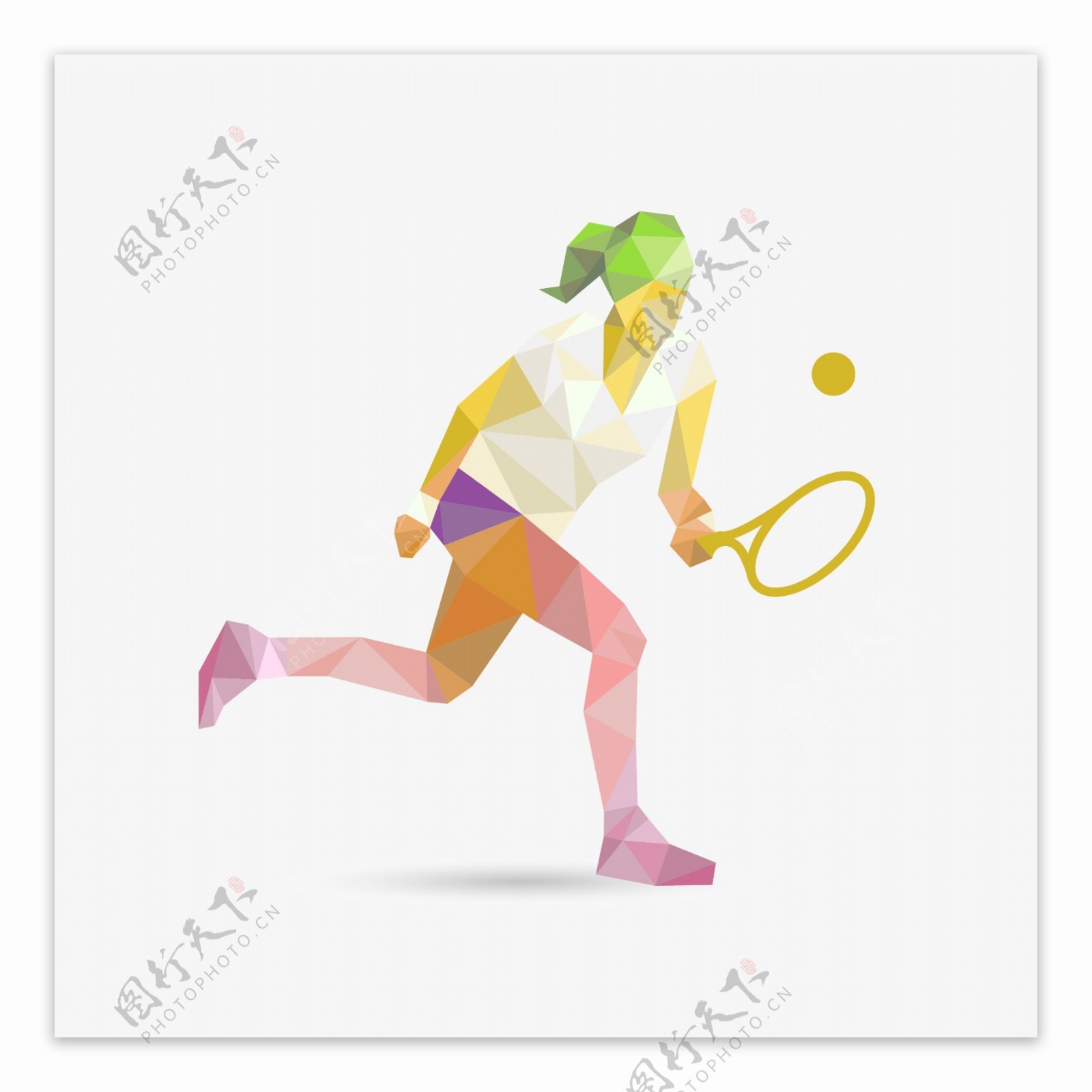 几何绘画的网球女子