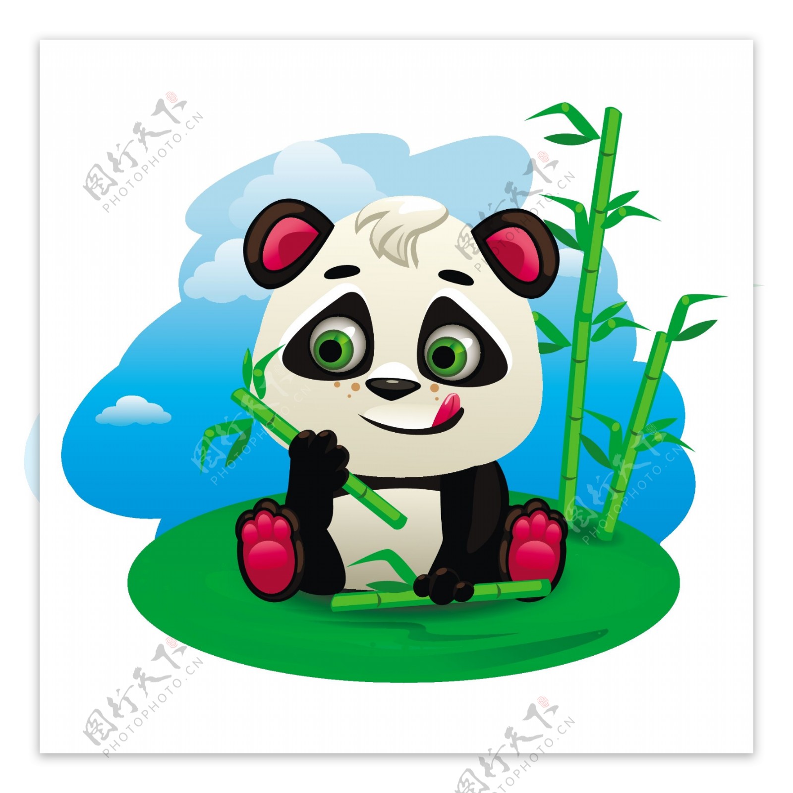 玩竹子的熊猫