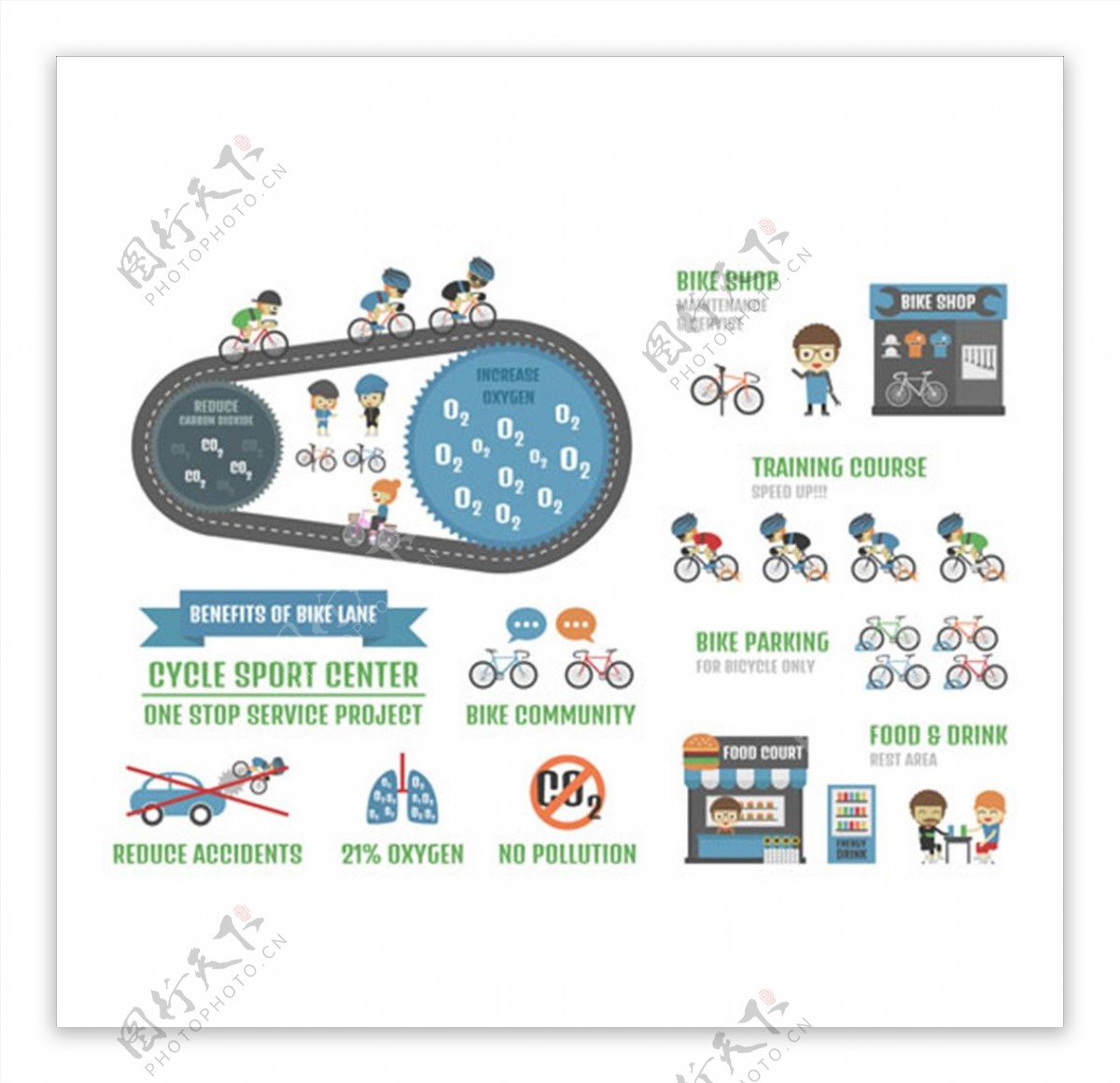 卡通自行车比赛信息图表