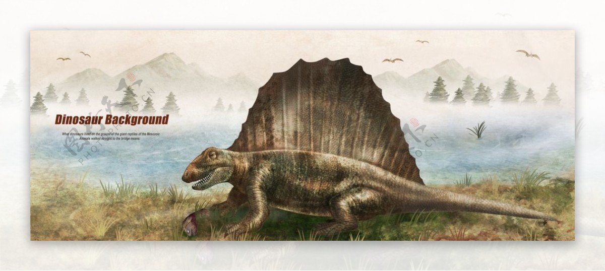 复古恐龙宣传设计海报背景