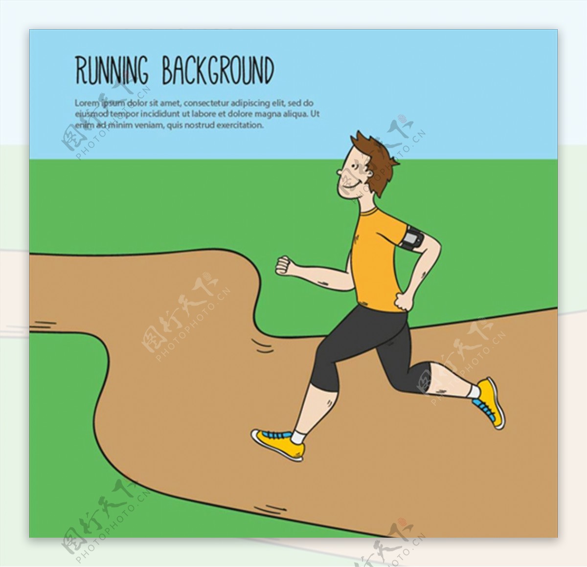 卡通跑步的男子插图
