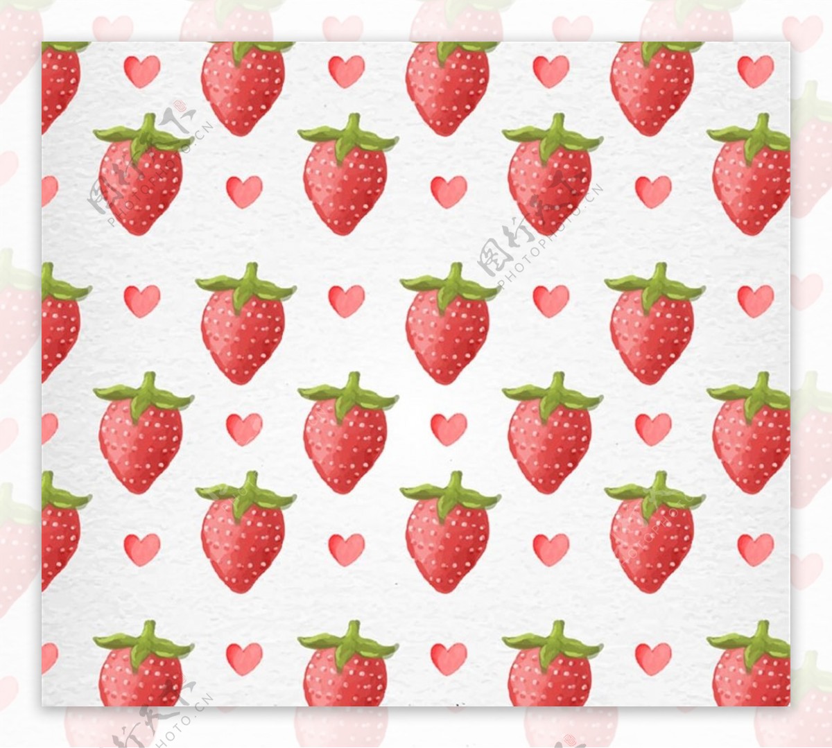 水彩绘草莓无缝背景矢量素材