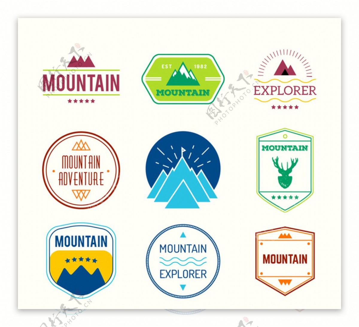 时尚登山运动标签设计