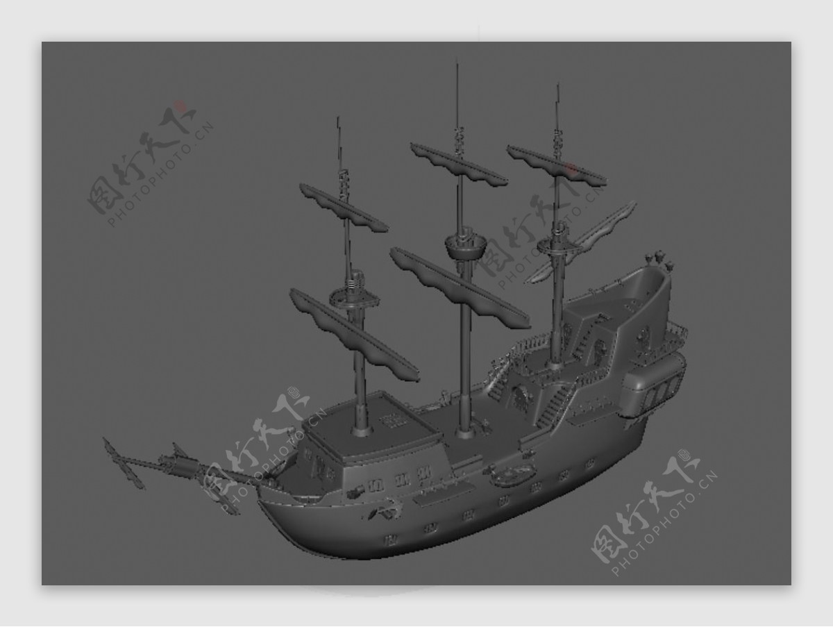 精致帆船maya3d模型