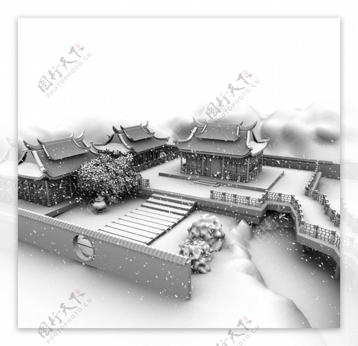 中国古建筑渲染图