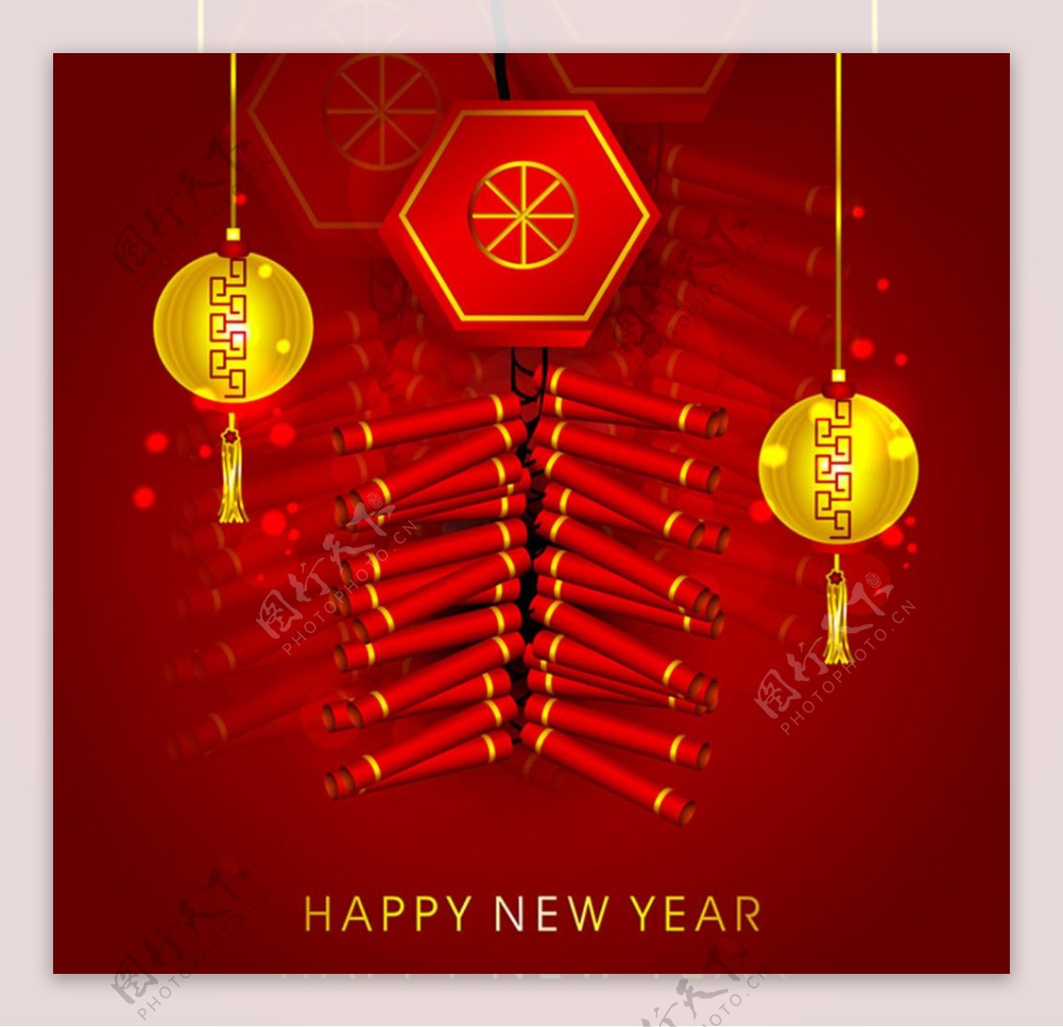 红色中国新年元素