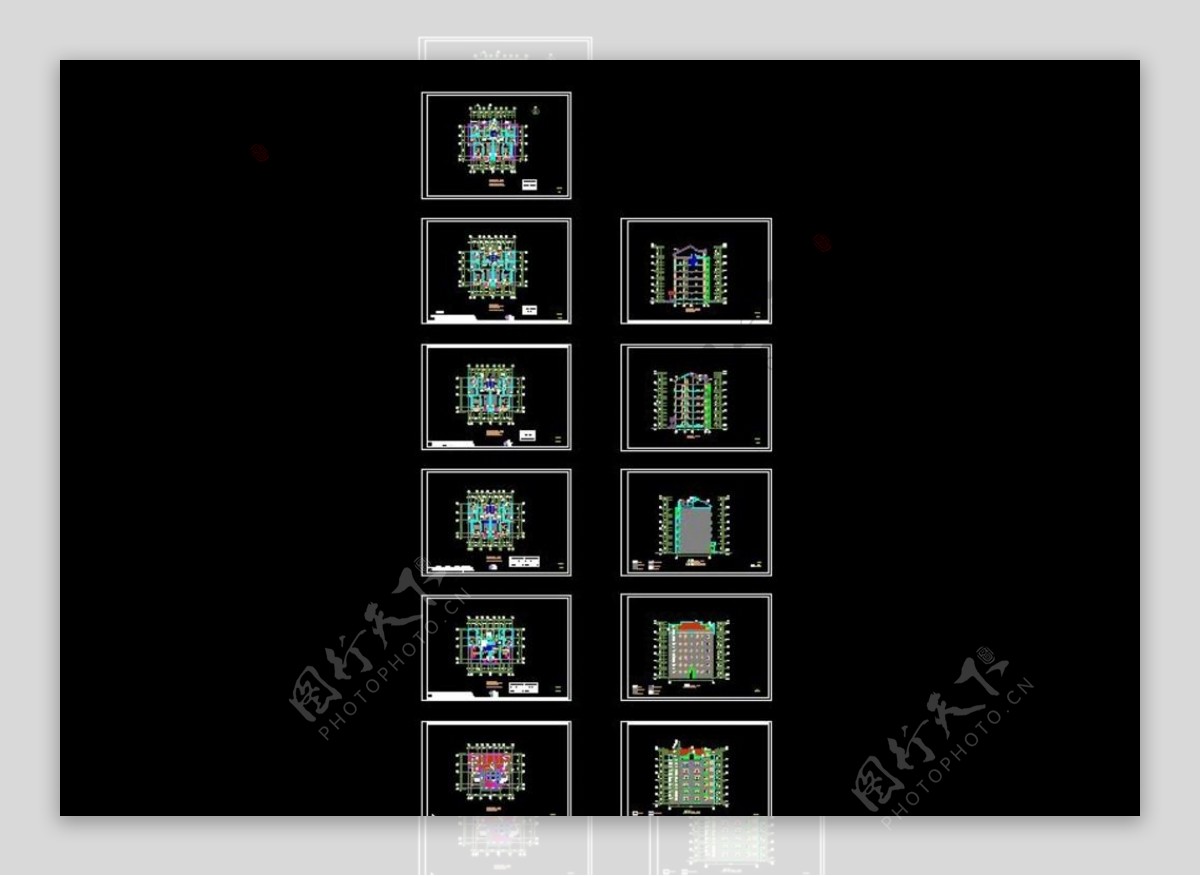 六层带阁楼独栋单体楼建筑图