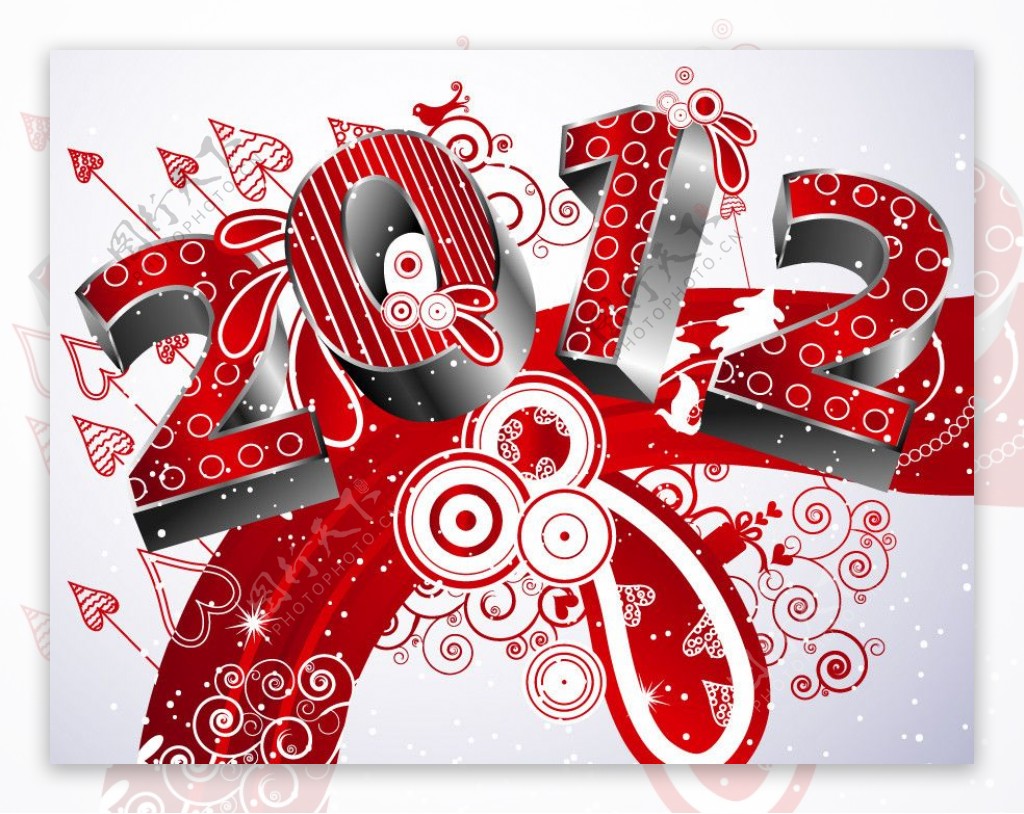 2012新年圣诞爱心花纹