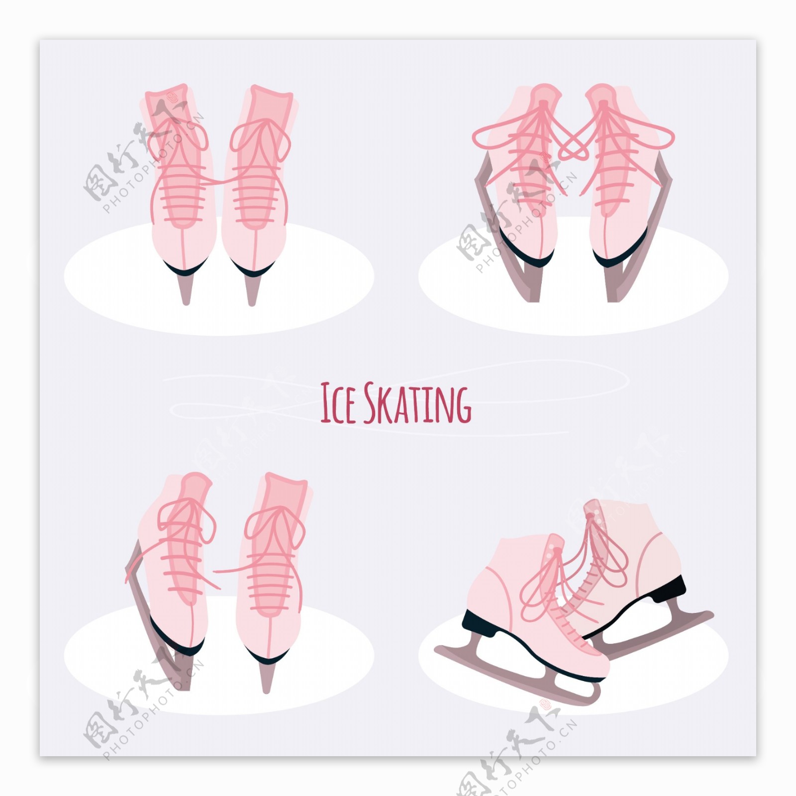粉红色滑冰鞋插图