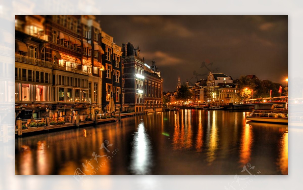 阿姆斯特丹运河夜景