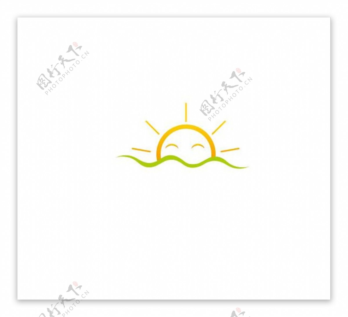 太阳阳光波浪海洋标志图案