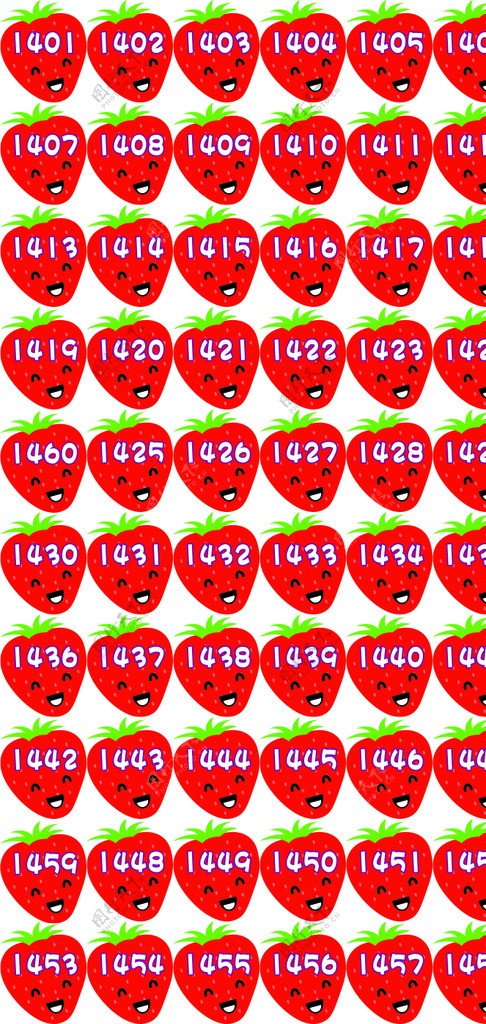 草莓造型运动会号码贴纸