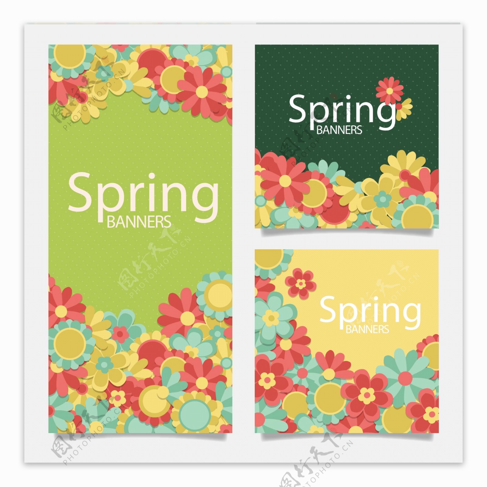 平面春季花朵海报集