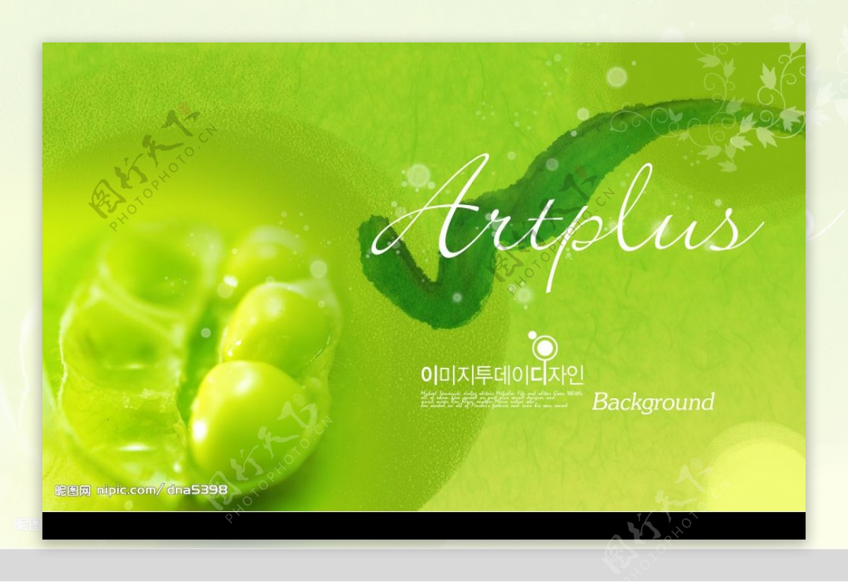 绿色水彩豌豆