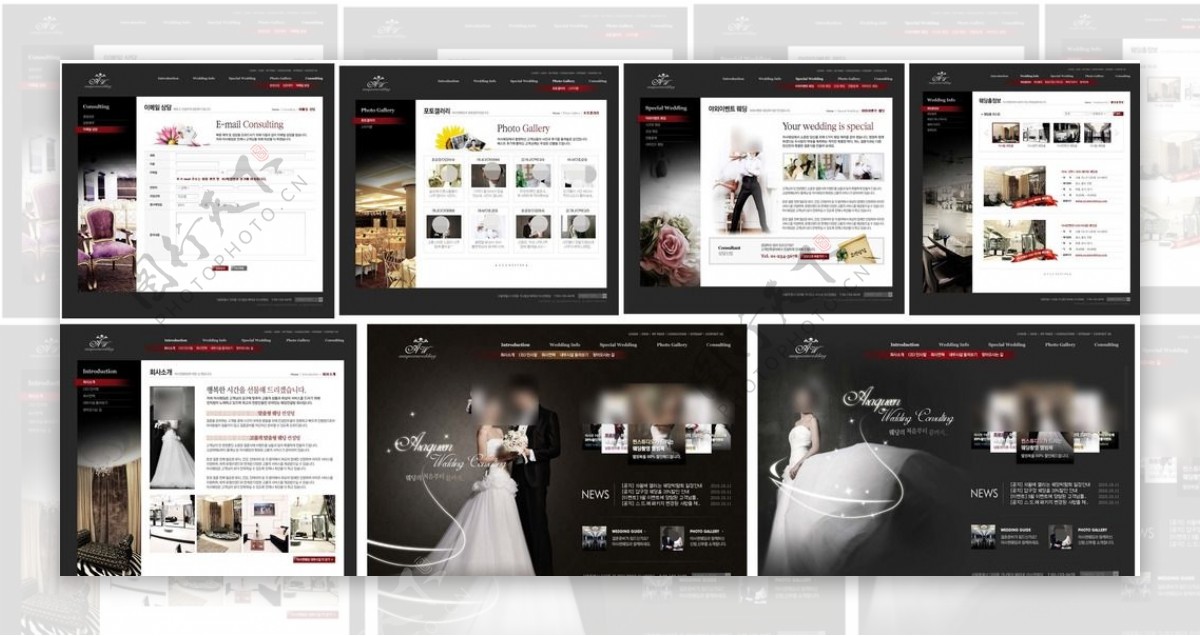 经典黑色婚礼专用网站建设模板