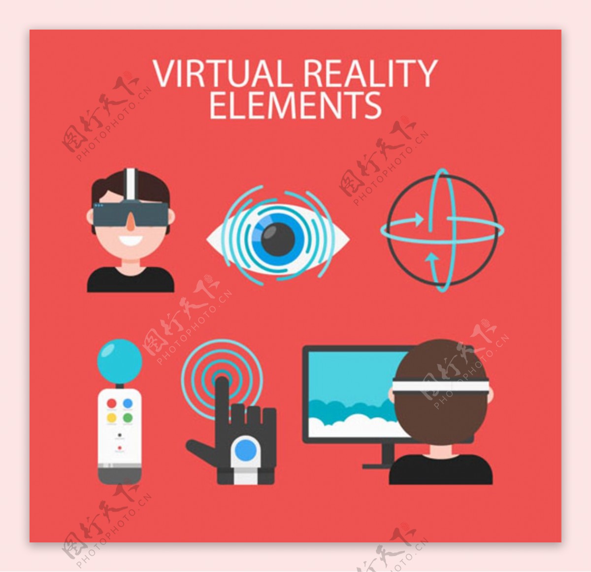 VR虚拟现实眼镜配件元素