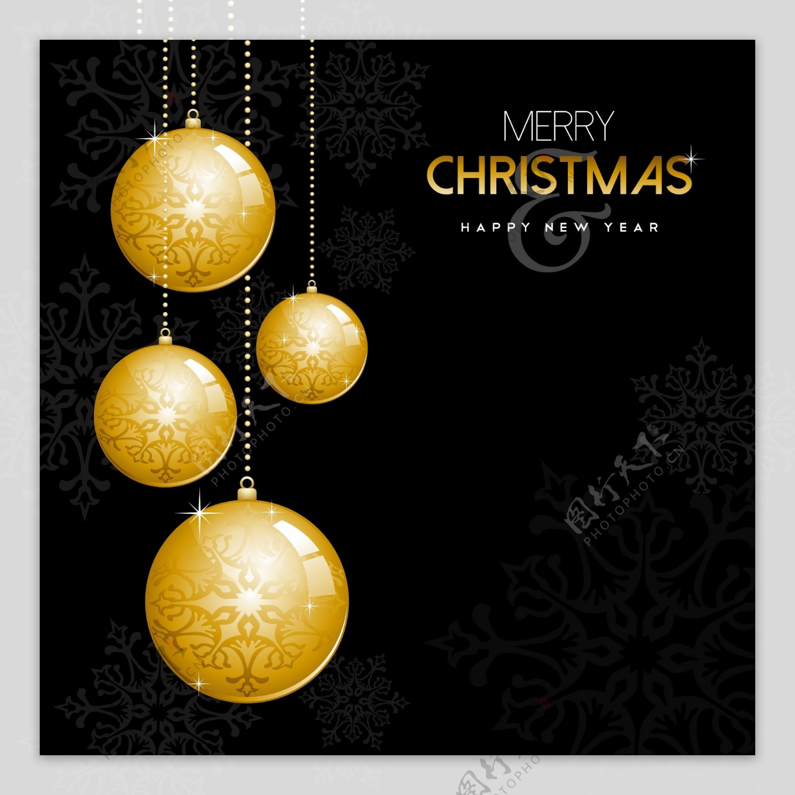 黑色圣诞节海报金色设计矢量