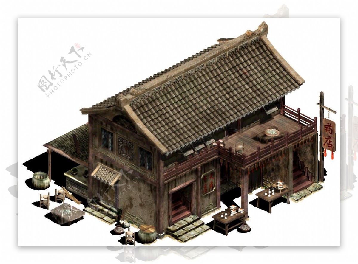 古代饭店模型元素